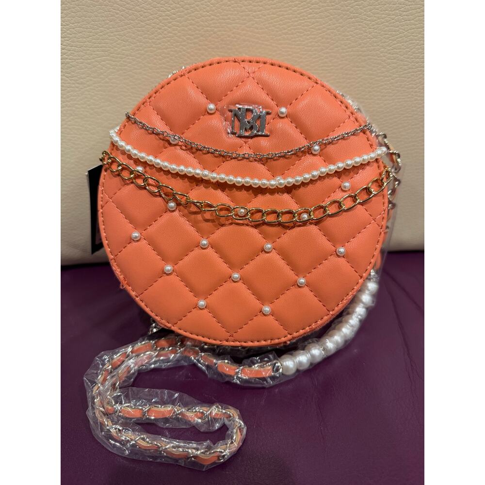 Badgley Mischka Coral Quilted Vegan Leather Round Crossbody Bag NWT!